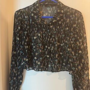 Floral Black Sheer Blouse